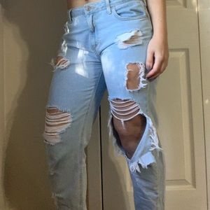 Worn out boyfriend jeans